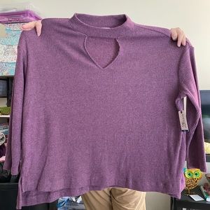 Purple keyhole sweater
